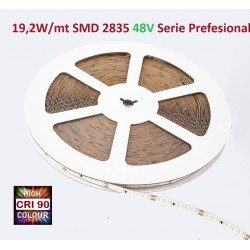 Tira LED Flexible 48V 19,2W/mt 140 Led/mt SMD 2835 IP20, Serie Profesional IRC >90, rollo de 25mts